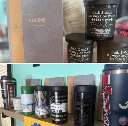 Gift items and drinkware shared by Little Dipper Coffee and Ice Cream