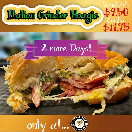 Weekly sandwich special graphic from Little Dipper Coffee and Ice Cream